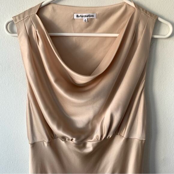 Reformation Dessa Satin Cowl Neck Sleeveless Long Evening Maxi Dress Grand Cru - Picture 8 of 11